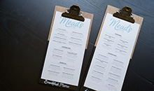 A picture of a restaurants menu.
